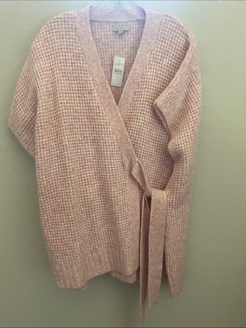 LOFT Blush Pink Wrap Cardigan with Tie Front